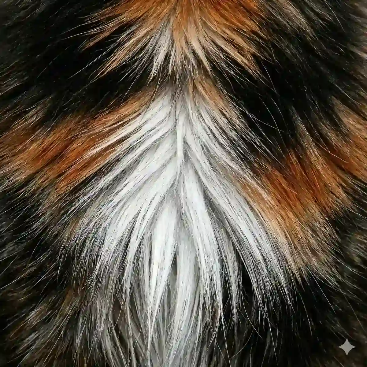 Maine Coon Color Calculator 19 Tortoiseshell smoke Maine Coon fur showing black and red tips with silver roots